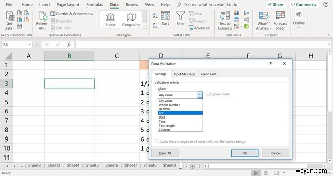 Cách tạo danh sách thả xuống trong Excel để hạn chế dữ liệu