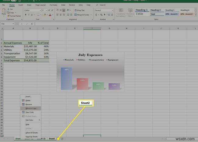 Cách sao chép trang tính trong Excel