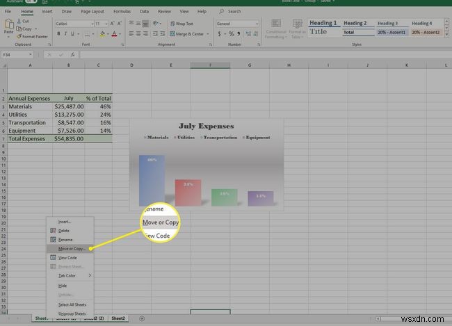 Cách sao chép trang tính trong Excel