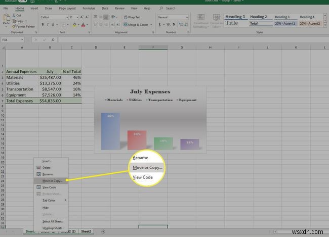 Cách sao chép trang tính trong Excel