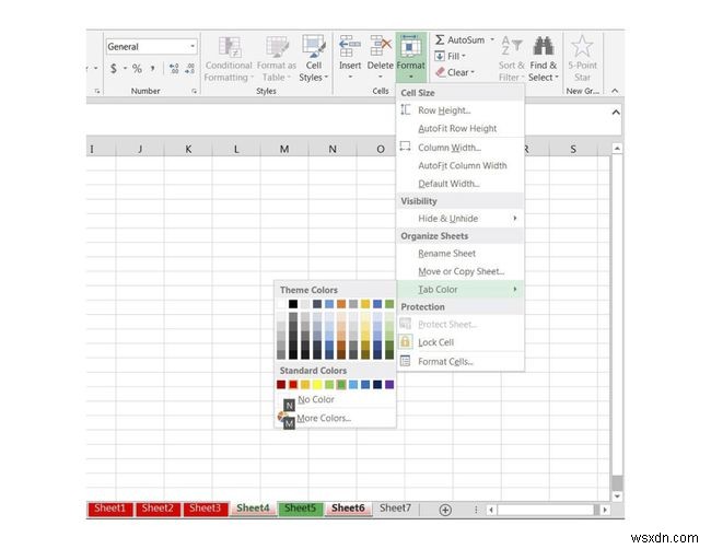Cách thay đổi màu tab trang tính trong Excel
