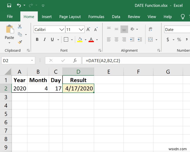 Cách sử dụng hàm DATE trong Excel