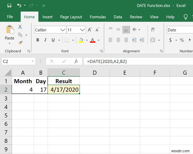 Cách sử dụng hàm DATE trong Excel