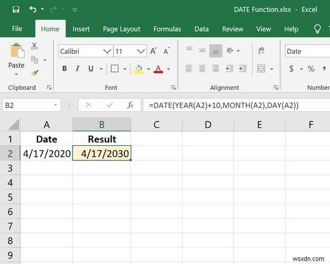 Cách sử dụng hàm DATE trong Excel