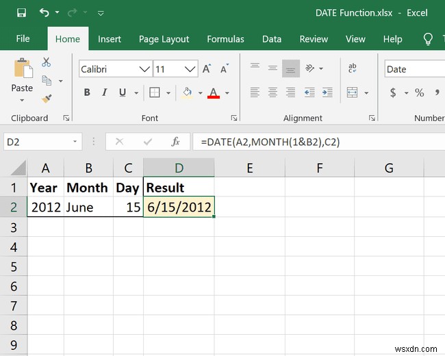 Cách sử dụng hàm DATE trong Excel