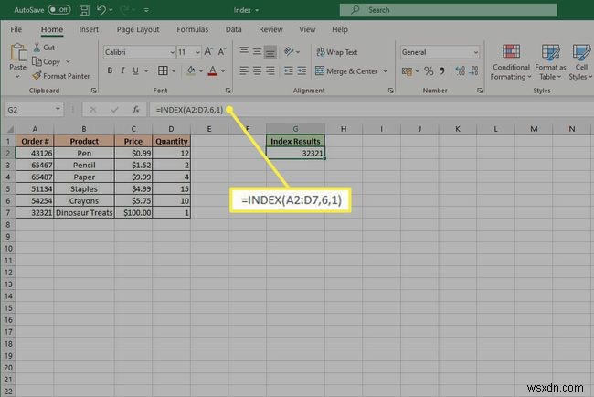 Cách sử dụng hàm INDEX trong Excel