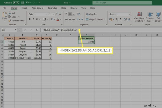Cách sử dụng hàm INDEX trong Excel