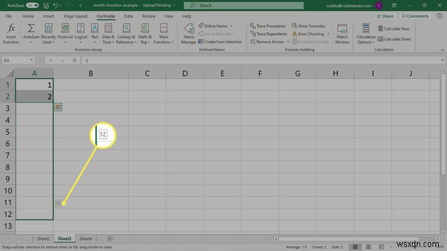 Cách sử dụng công thức THÁNG trong Excel