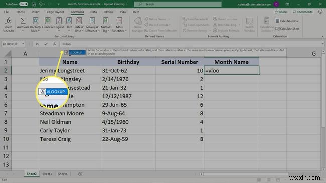 Cách sử dụng công thức THÁNG trong Excel