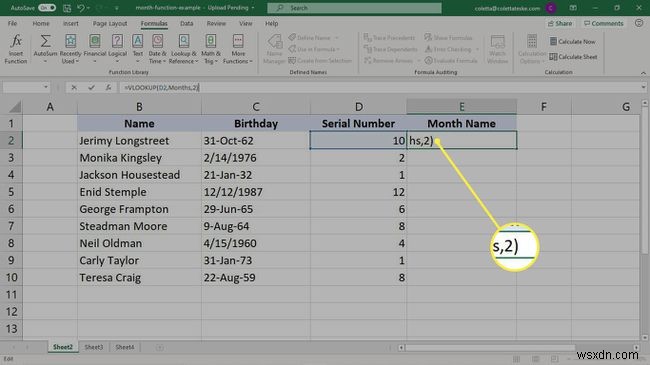 Cách sử dụng công thức THÁNG trong Excel