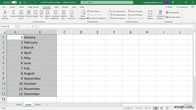 Cách sử dụng công thức THÁNG trong Excel