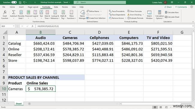 Cách sử dụng hàm Excels HLOOKUP