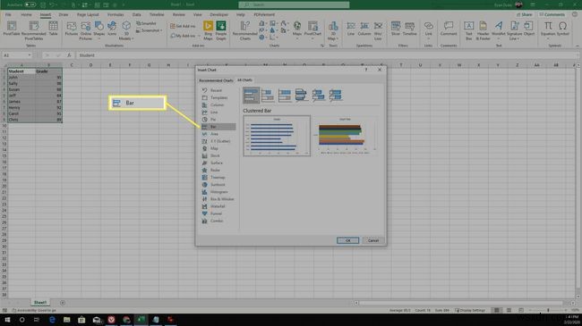 Cách tạo biểu đồ thanh trong Excel