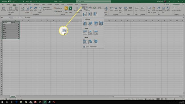 Cách tạo biểu đồ thanh trong Excel
