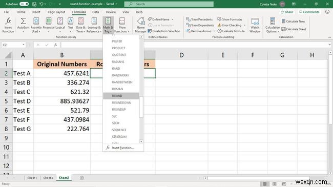 Cách sử dụng hàm Round trong Excel