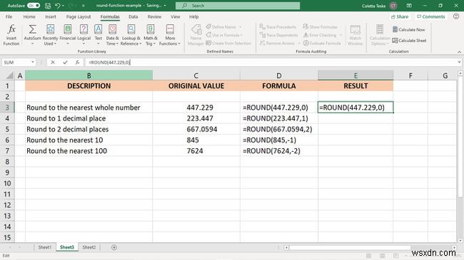 Cách sử dụng hàm Round trong Excel