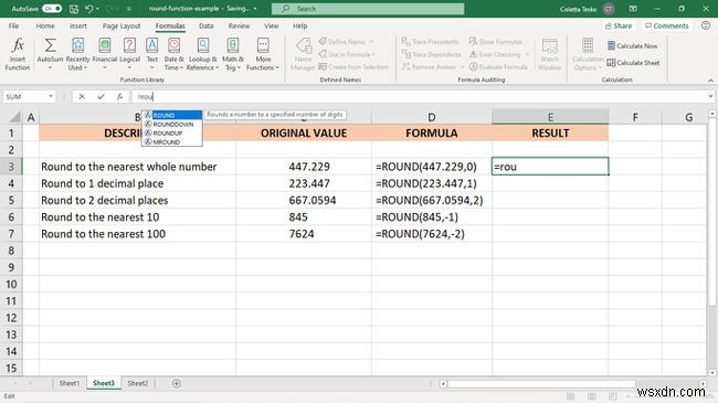 Cách sử dụng hàm Round trong Excel