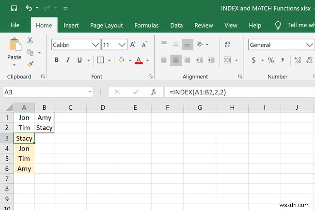 Cách sử dụng hàm INDEX và MATCH trong Excel