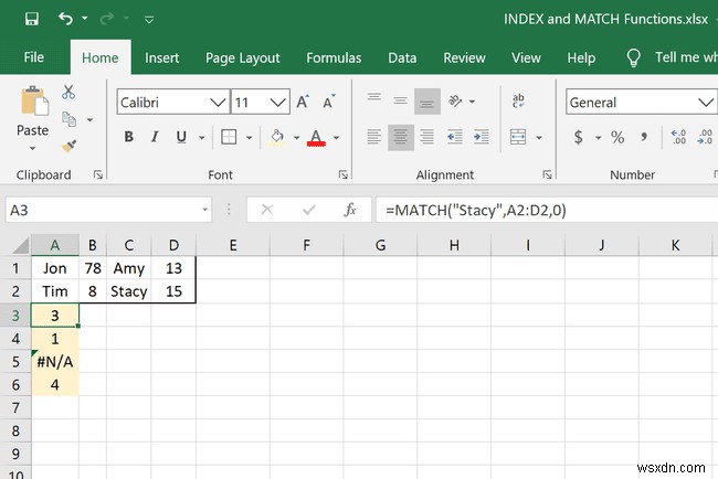 Cách sử dụng hàm INDEX và MATCH trong Excel