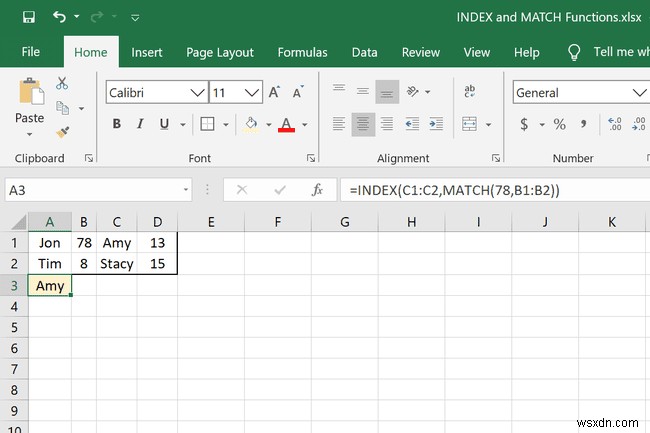 Cách sử dụng hàm INDEX và MATCH trong Excel