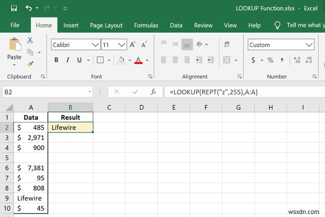Cách sử dụng hàm LOOKUP trong Excel