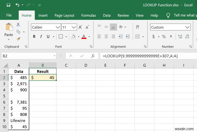 Cách sử dụng hàm LOOKUP trong Excel