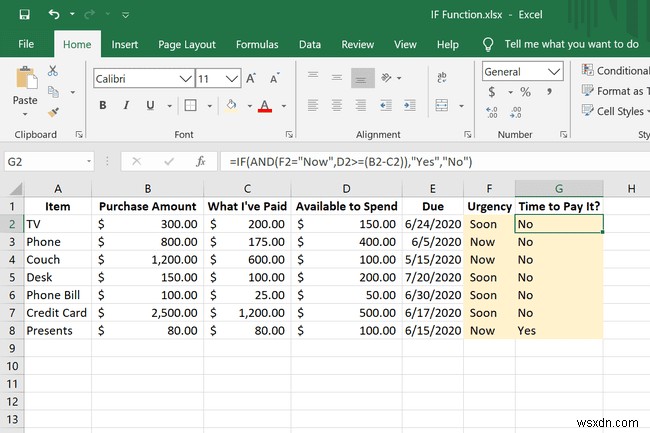 Cách sử dụng hàm IF trong Excel