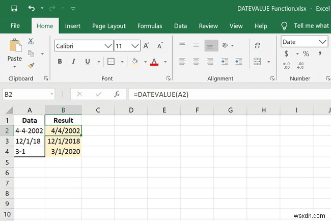 Cách sử dụng hàm DATEVALUE trong Excel