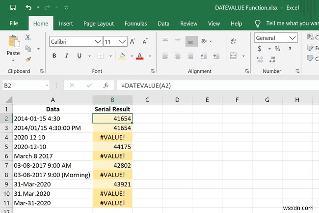 Cách sử dụng hàm DATEVALUE trong Excel