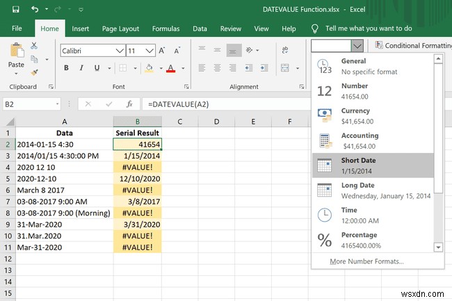 Cách sử dụng hàm DATEVALUE trong Excel