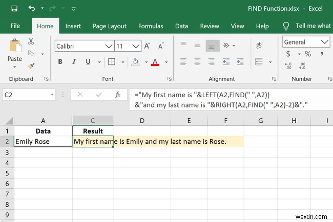 Cách sử dụng hàm FIND trong Excel