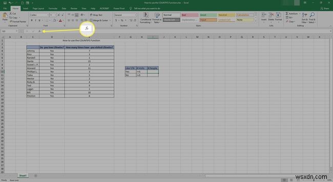 Cách sử dụng hàm COUNTIFS trong Excel