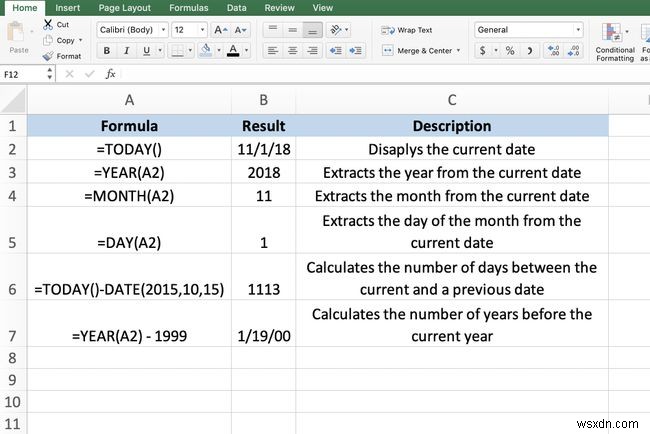 Cách sử dụng hàm TODAY trong Excel