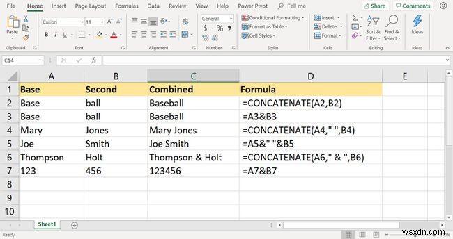 Cách sử dụng Hàm CONCATENATE trong Excel để kết hợp các ô