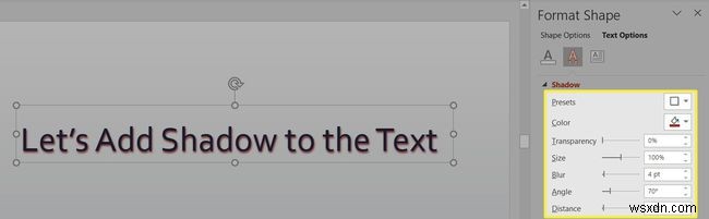 Cách áp dụng bóng văn bản trong PowerPoint
