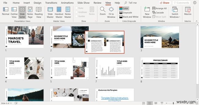 Cách sử dụng Chế độ xem sắp xếp trang chiếu trong PowerPoint