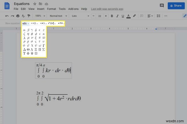 Cách sử dụng trình chỉnh sửa phương trình trong Google Documents