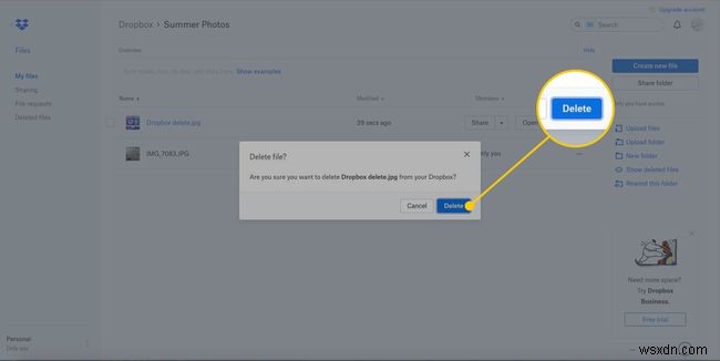 Cách xóa tệp khỏi Dropbox