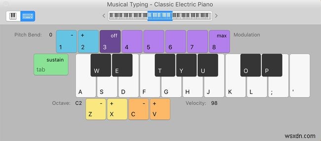 Biến bàn phím máy Mac của bạn thành một cây đàn piano GarageBand