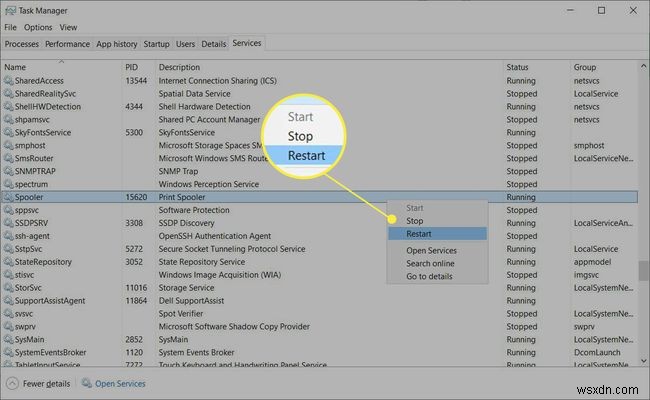 Cách khởi động lại Print Spooler trong Windows 10