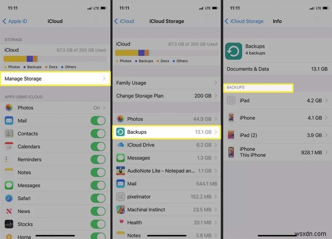 Cách xóa dung lượng trên iCloud