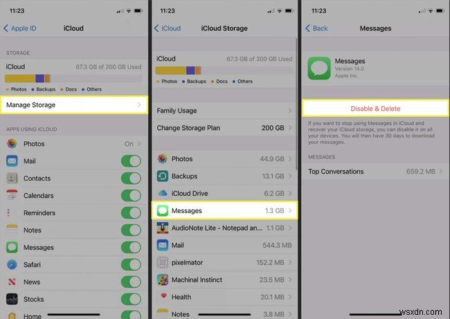 Cách xóa dung lượng trên iCloud