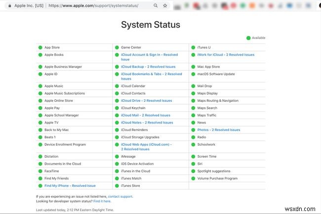 Cách kiểm tra trạng thái thư iCloud cho sự cố