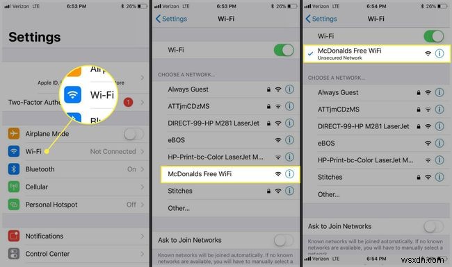 Cách sử dụng McDonalds Wi-Fi để kết nối