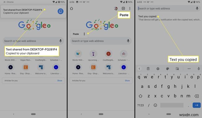 Cách sử dụng chia sẻ khay nhớ tạm của Google Chrome với Android