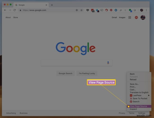 Cách xem nguồn HTML trong Google Chrome