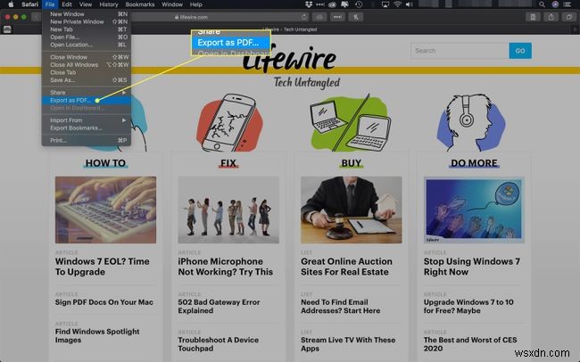 Cách lưu trang web dưới dạng PDF trong Safari trên Mac