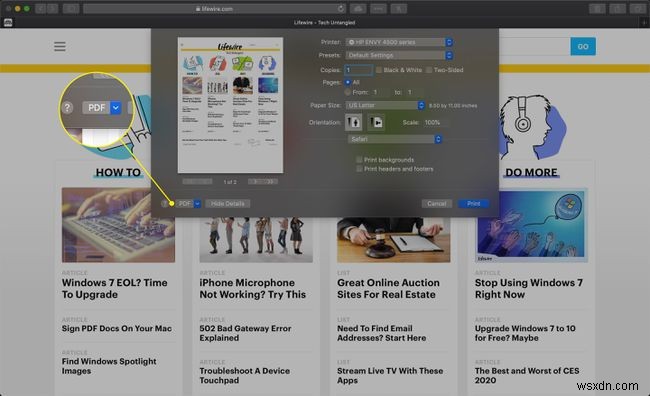 Cách lưu trang web dưới dạng PDF trong Safari trên Mac