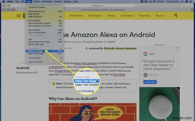 Cách sửa đổi kích thước văn bản trong trình duyệt Safari trên máy Mac