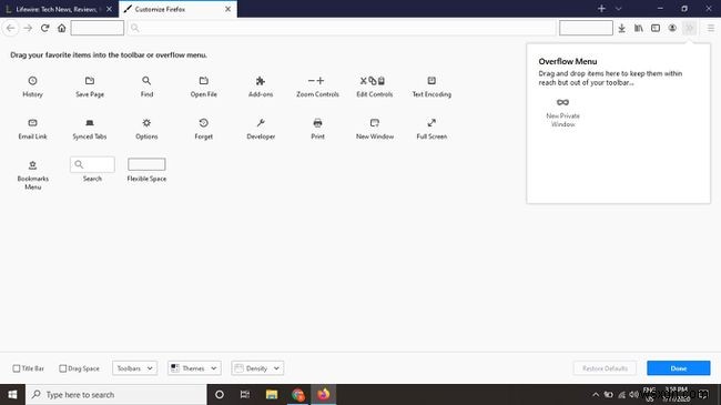 Tùy chỉnh menu và thanh công cụ của Firefox